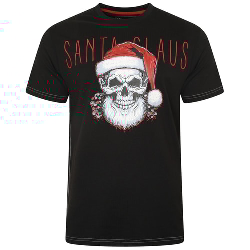 KAM Santa Claus Skull Print T-Shirt Black